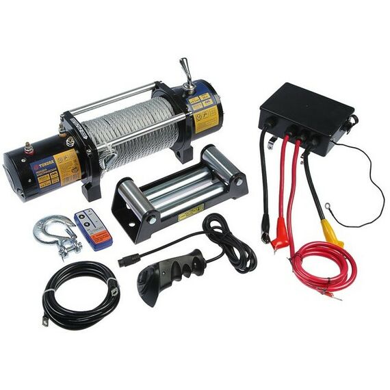 Лебедки, тали, тельферы: Лебедка электрическая TUNDRA 4.3 т (9500 lb) 12/24V, 5.5 л.с., до 9.8 м/мин, 8.3 мм х 28 м фотографии