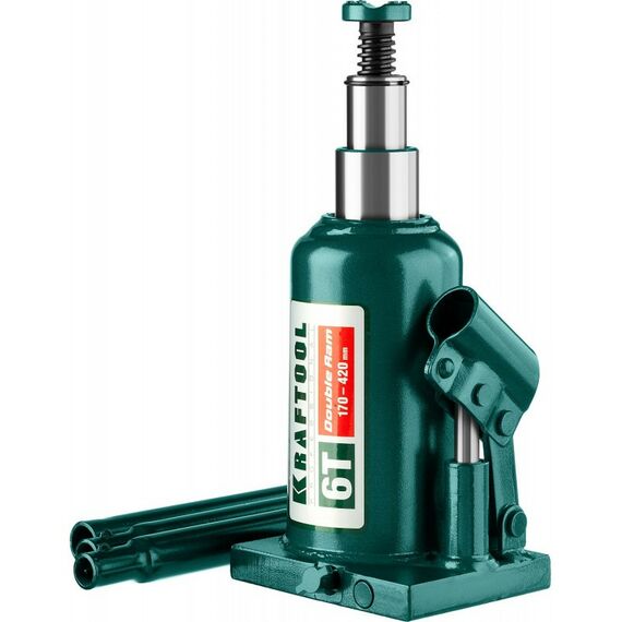 Домкраты: Домкрат двухштоковый бутылочный с увеличенным подъемом KRAFTOOL DOUBLE RAM 6т 170-420мм [43463-6] фотографии
