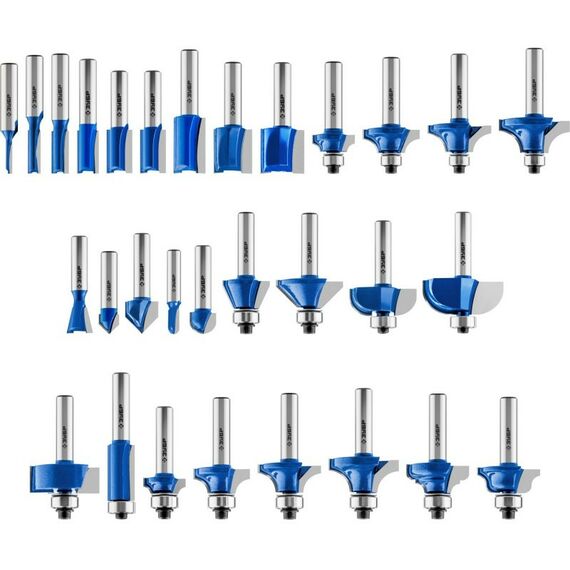 Принадлежности для фрезерных станков: Набор профильных фрез по дереву Зубр Профессионал 28796-H30 30шт фотографии