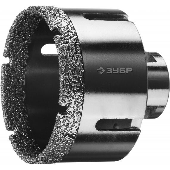 Буры, пики, коронки, сверла: Коронка алмазная по керамограниту Зубр Профессионал 29865-68 вакуумное спекание алмазов, d=68 мм, посадка М14 фотографии