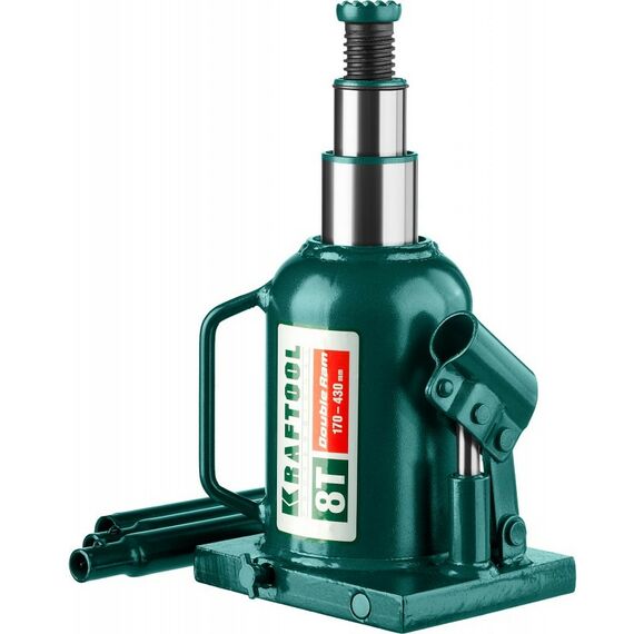 Домкраты: Домкрат двухштоковый бутылочный KRAFTOOL DOUBLE RAM 8т 170-430мм с увеличенным подъемом [43463-8] фотографии
