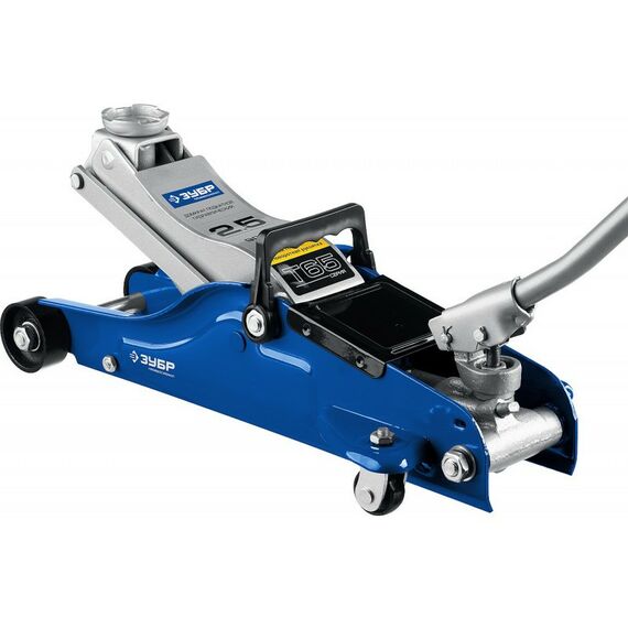 Домкраты: Подкатной домкрат Зубр Профессионал Т-65 2.5т, 90-360мм, с низким подхватом и поворотной ручкой фотографии