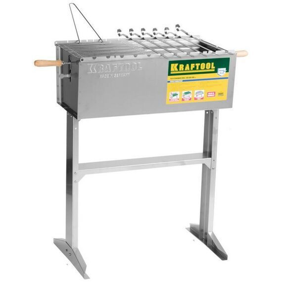 Все для пикника: Мангал KRAFTOOL EXPERT стационарный, 6 шампуров, 1 решетка, поддон для угля, 300x600x800мм [68320] фотографии