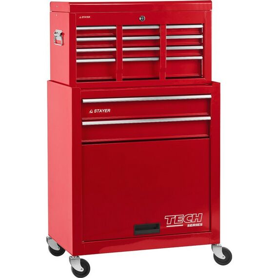 Инструментальные тележки: Тележка инструментальная STAYER MASTER комбо 2 ящика + ящик настольный, 7 полок, 616х330х742мм [38909-K] фотографии