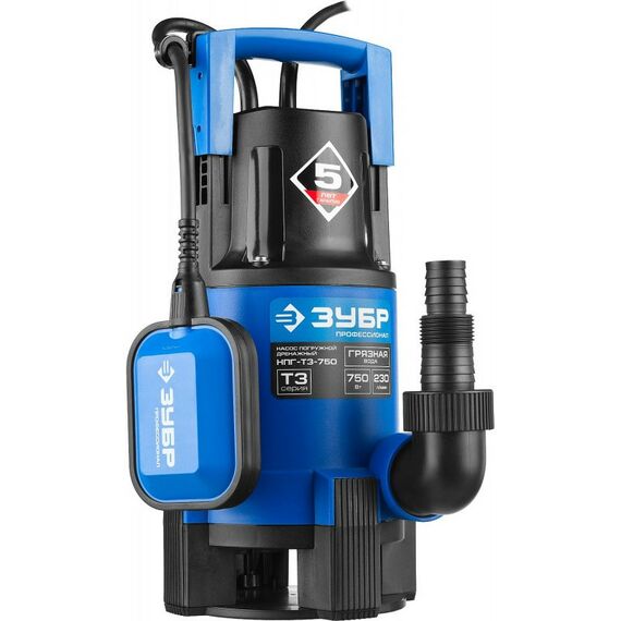 Насосы и насосные станции: Дренажный насос для грязной воды Зубр Профессионал НПГ-Т3-750 750 Вт фотографии