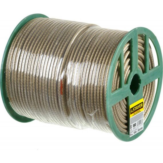 Такелажный крепеж: Трос стальной в полимерной оболочке STAYER d=6,0 мм, L=150 м [30410-60] фотографии