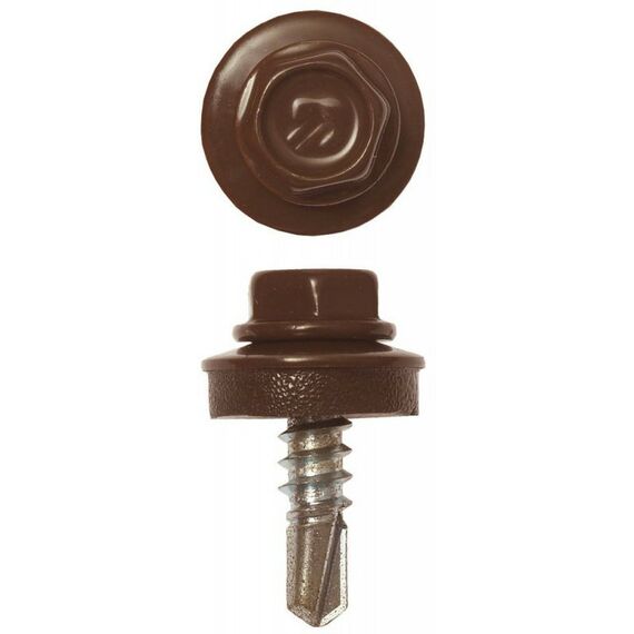 Саморезы: Саморезы СКМ кровельные Зубр Профессионал 19 х 5.5 мм RAL 8017 шоколадно-коричневый, 2 500 шт, для металлических конструкций [4-300310-55-019-8017] фотографии