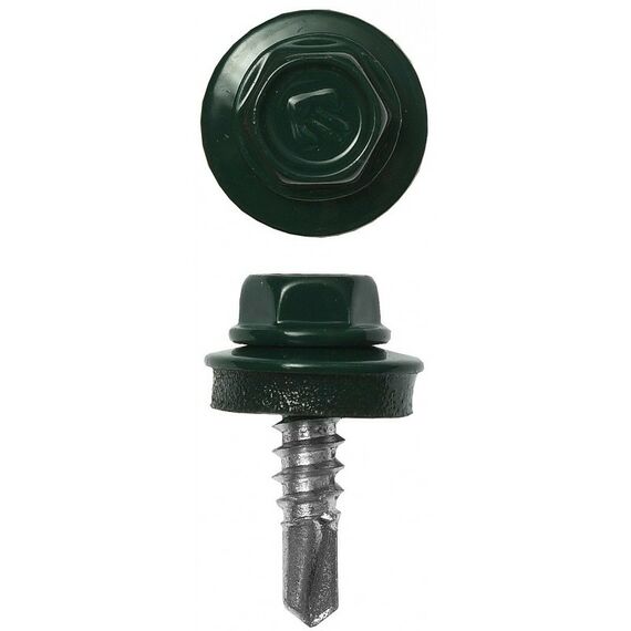 Саморезы: Саморезы СКМ кровельные Зубр Профессионал 25 х 5.5 мм RAL 6005 зеленый насыщенный, 1 800 шт, для металлических конструкций [4-300310-55-025-6005] фотографии