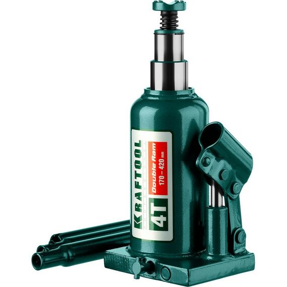 Домкраты: Домкрат двухштоковый бутылочный с увеличенным подъемом KRAFTOOL KRAFT BODY DOUBLE RAM 4т 170-420мм [43463-4] фотографии