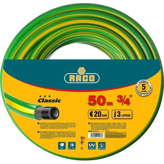 Шланги, системы водопровода и автополива: Поливочный шланг RACO CLASSIC 3/4" 50 м 20 атм трёхслойный армированный [40306-3/4-50_z01] фотографии