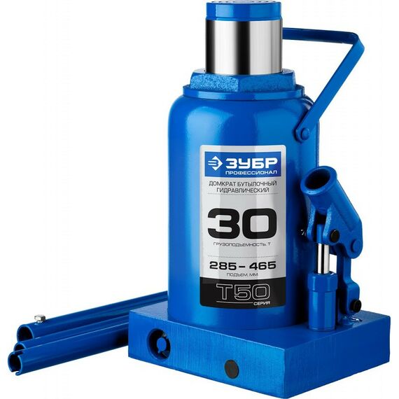 Домкраты: Домкрат бутылочный гидравлический Зубр Профессионал T50 30т, 285-465мм [43060-30_z01] фотографии