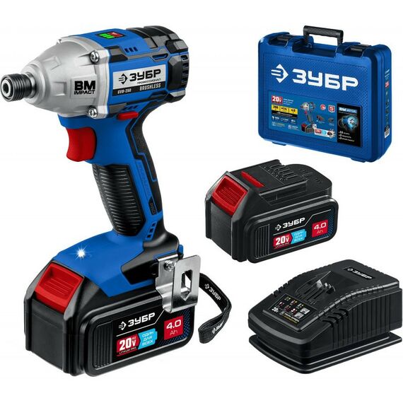 Винтоверты: Бесщеточный винтоверт Зубр Профессионал GVB-250-42 20В, 2 АКБ (4Ач), в кейсе фотографии