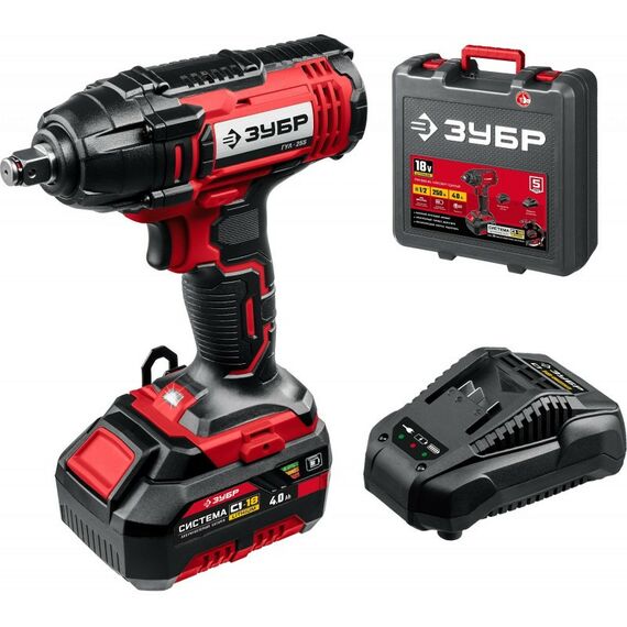 Винтоверты: Гайковерт ударный Зубр ГУЛ-255-41 18В, 1 АКБ (4Ач), в кейсе фотографии