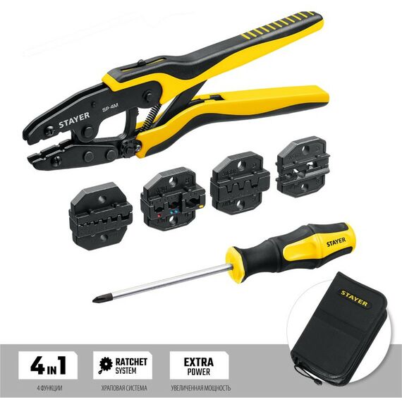 Электромонтажный инструмент: Набор пресс-клещи STAYER Professional SP-4M 4 матрицы, в сумке чехле [45445] фотографии