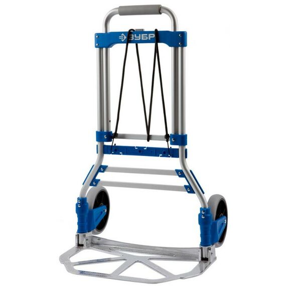 Тележки хозяйственные: Складная хозяйственная тележка Зубр ТР-90 до 90кг, каркас и платформа из алюминия, платформа 48.5 х 28.5см, колёса d13см, вес 4.65кг [38750-90] фотографии