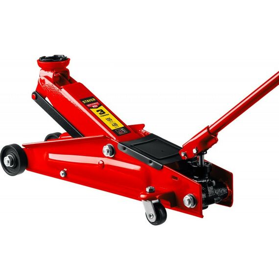 Домкраты: Подкатной домкрат с увеличенным подъемом и поворотной ручкой STAYER RED FORCE R-33 3т 135-410мм [43151-3] фотографии