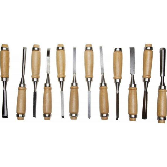 Столярно-слесарный инструмент: Набор: стамески фигурные с деревянной ручкой STAYER PROFI 12шт [1835-H12_z01] фотографии