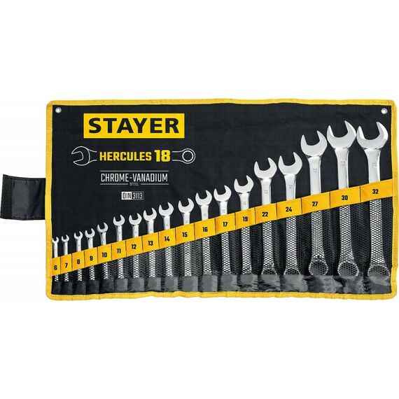 Наборы инструментов и ключи: Набор комбинированных гаечных ключей STAYER HERCULES 6 - 32 мм 18 шт [27081-H18_z01] фотографии