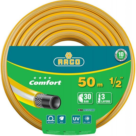 Шланги, системы водопровода и автополива: Поливочный шланг RACO COMFORT 1/2" 50 м 30 атм трёхслойный армированный [40303-1/2-50_z01] фотографии