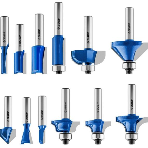 Принадлежности для фрезерных станков: Набор профильных фрез по дереву Зубр 28796-H12 12шт фотографии