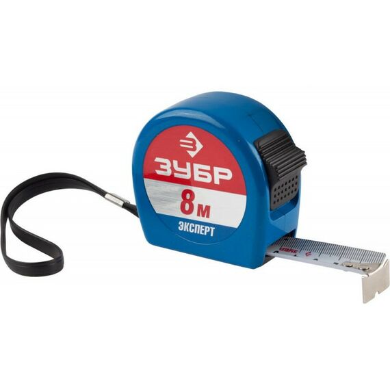 Рулетки, курвиметры: Ударопрочная профессиональная рулетка в металлическом корпусе Зубр ЭКСПЕРТ Alu+ 8м / 25мм [34058-08-25] фотографии