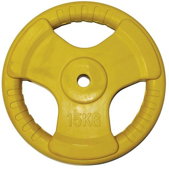 Диски d 25:  Диск обрезиненный 3 HANDLE цветной D26 мм PROFI-FIT 15 кг фотографии