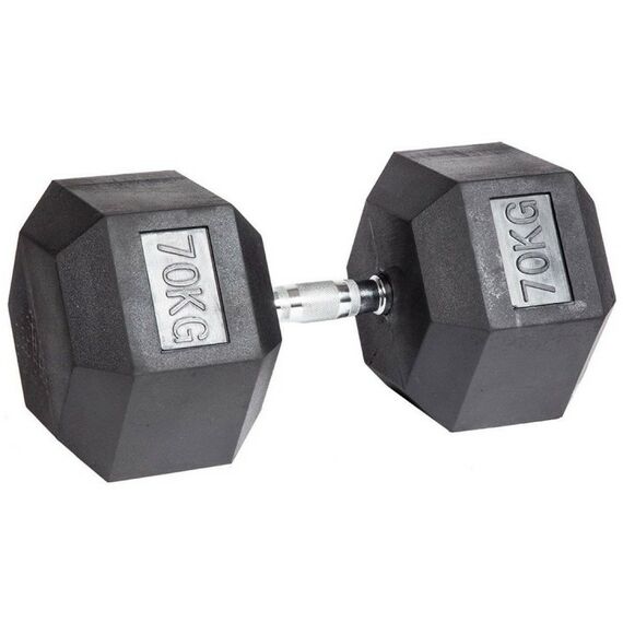 Гантели:  Гантель гексагональная обрезиненная PROFI-FIT 70 кг фотографии