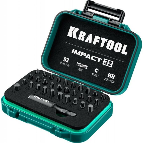 Наборы оснастки: Набор ударных бит KRAFTOOL IMPACT-32 32 шт [26066-H32] фотографии
