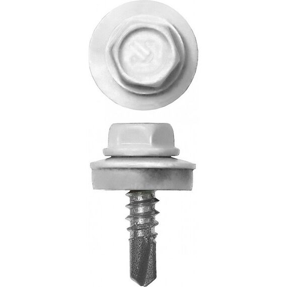 Саморезы: Саморезы СКМ кровельные Зубр Профессионал 19 x 5.5 мм RAL 9003 белый, 500 шт, для металлических конструкций [4-300315-55-019-9003] фотографии