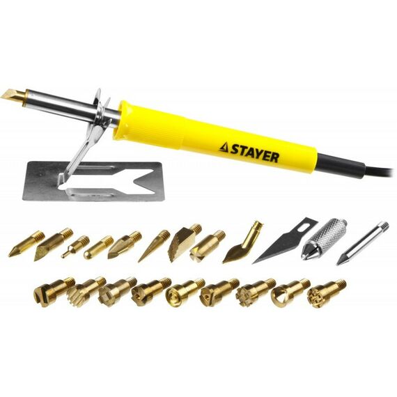 Паяльное оборудование: Прибор для выжигания, пайки и резки STAYER 45227 3 в 1 30Вт, в наборе 20 насадок, в кейсе [45227] фотографии
