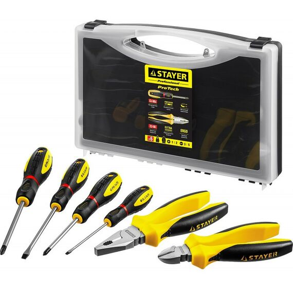 Наборы инструментов и ключи: Набор губцевого инструмента с отвертками STAYER HERCULES 2202-H6 фотографии