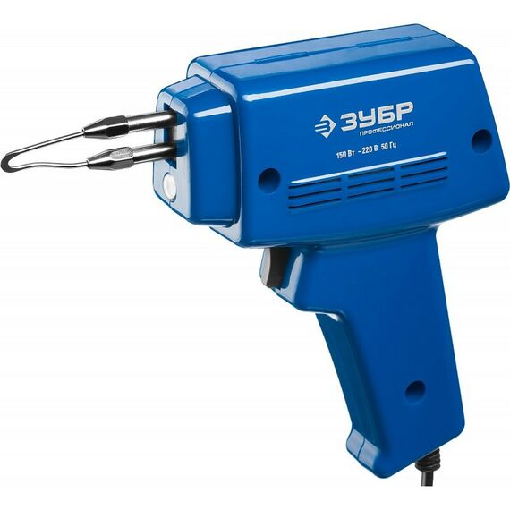 Паяльное оборудование: Импульсный паяльник в наборе Зубр 55412-H4 150Вт, нагрев 6 сек., канифоль, припой, 2 сменных жала, в кейсе фотографии