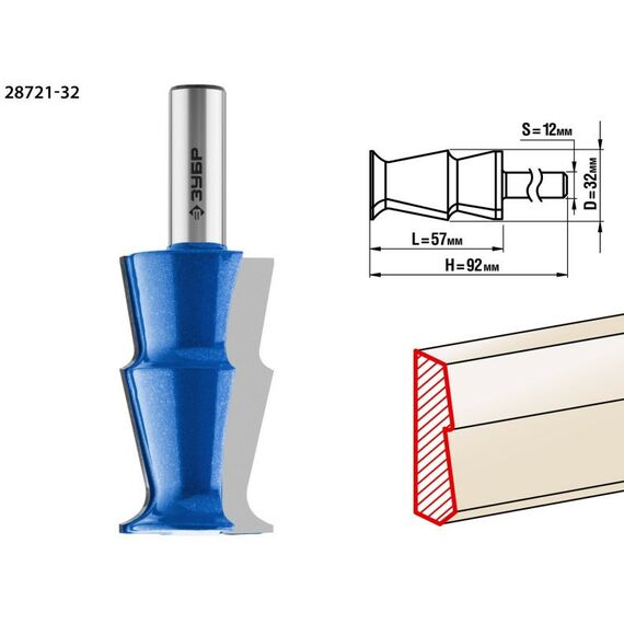 Принадлежности для фрезерных станков: Фреза кромочная фигурная Зубр №10 32x57мм [28721-32] фотографии