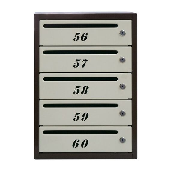 Почтовые ящики:  Почтовый ящик Комфорт 5 секций кор/беж, сквозная резка номера фотографии