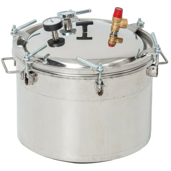 Автоклавы:  Газовый автоклав "Консерватор Газ Нерж" 46 л с фальшдном фотографии