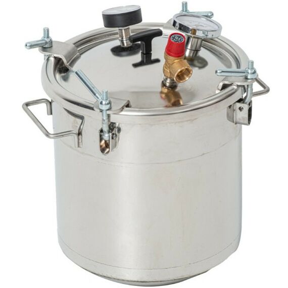 Автоклавы:  Газовый домашний автоклав "Малыш Газ Нерж" 22 л с фальшдном фотографии