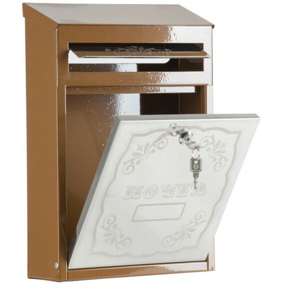 Почтовые ящики:  Почтовый ящик Элит дизайнерский коричневый с лазерной гравировкой фотографии
