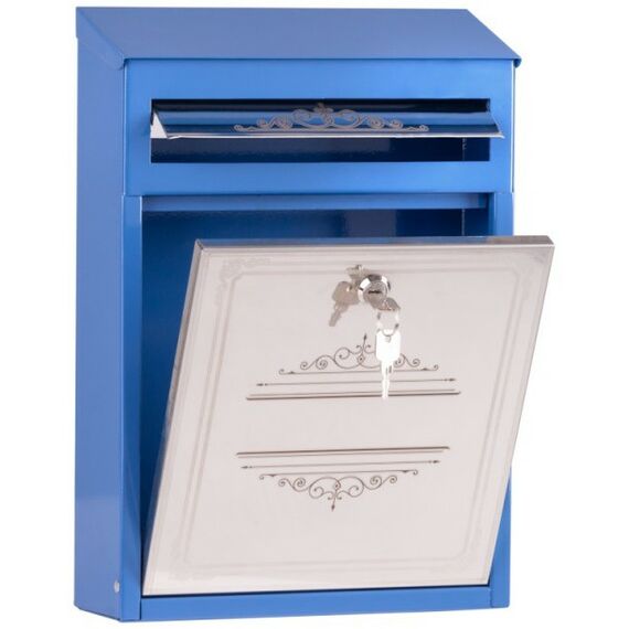 Почтовые ящики:  Почтовый ящик Элит дизайнерский синий с лазерной гравировкой фотографии