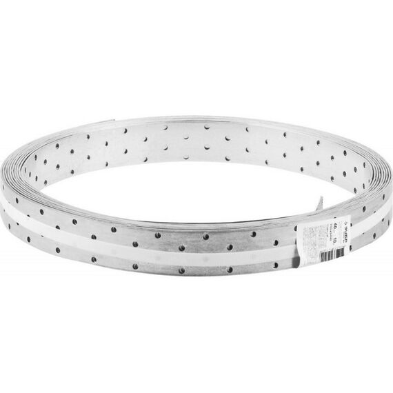 Перфорированный крепеж: Перфорированная монтажная лента Зубр ПЛ-2.0 40х2мм, 10м [310245-040] фотографии