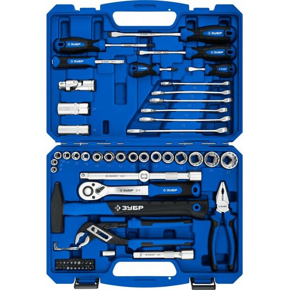 Наборы инструментов и ключи: Набор инструмента универсальный Зубр Профессионал Универсал-63 63 предмета [27670-H58_z01] фотографии