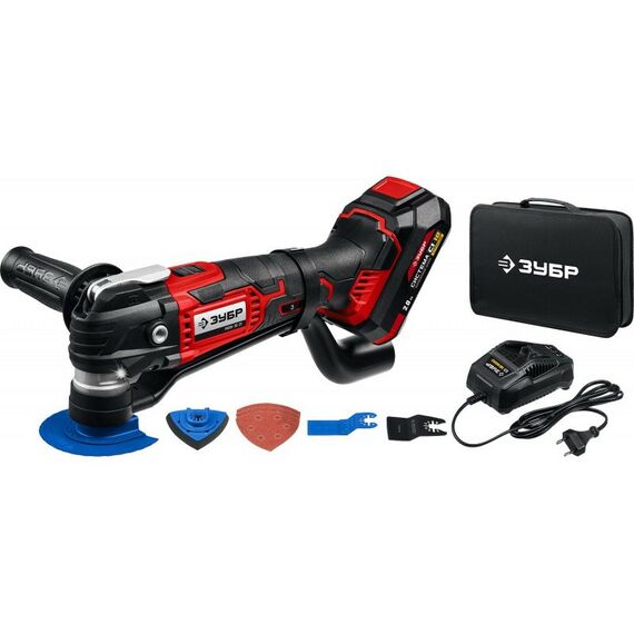 Мультитулы (реноваторы): Реноватор Зубр МФИ-18-21 18 В, 1 АКБ (2Ач), набор насадок, сумка, система АКБ С1-18 фотографии