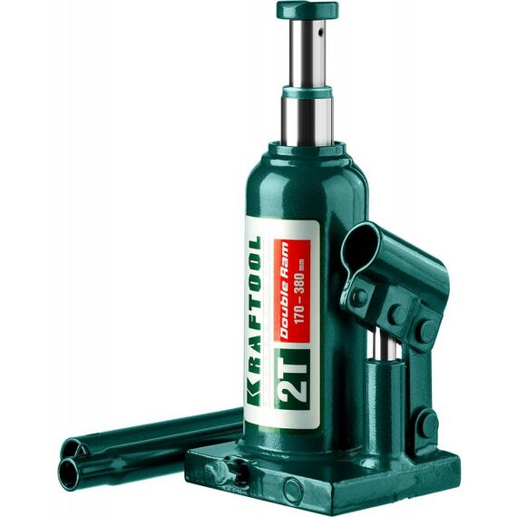 Домкраты: Домкрат двухштоковый бутылочный KRAFTOOL DOUBLE RAM 2т 170-380мм с увеличенным подъемом [43463-2] фотографии