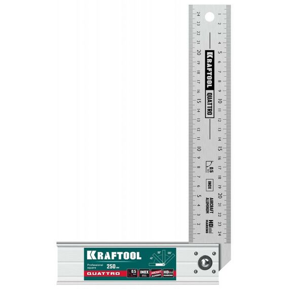 Угломеры, уклономеры: Складной столярный угольник KRAFTOOL QUATTRO 250 мм 4 положения [3444] фотографии