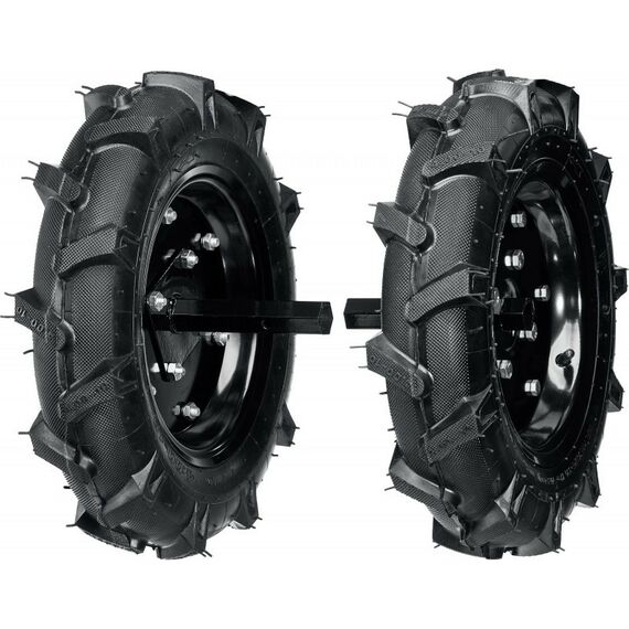 Навесное оборудование для мотоблоков и культиваторов: Колеса пневматические с осями для мотоблоков STEHER 777106-1 4.00-10, набор 2 шт фотографии