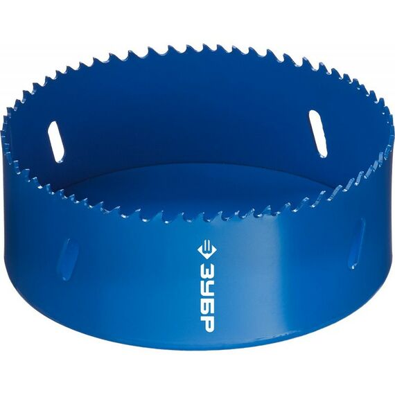 Буры, пики, коронки, сверла: Коронка биметаллическая Зубр 114мм быстрорежущая сталь [29531-114] фотографии