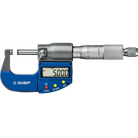Микрометры: Микрометр Зубр Профессионал МКЦ 25 гладкий цифровой, диапазон 0-25мм, шаг измерения 0,001мм [34482-25_z02] фотографии