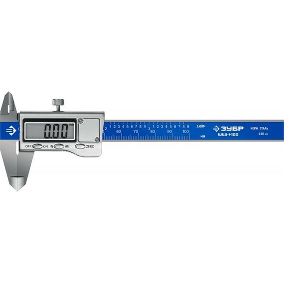 Штангенциркули: Электронный штангенциркуль Зубр ШЦЦ-I-100-0,01 нерж сталь, 100мм [34463-100] фотографии
