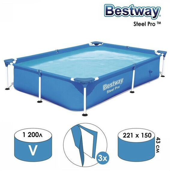Бассейны: Бассейн каркасный Bestway Steel Pro 221 х 150 х 43 см [56401] фотографии