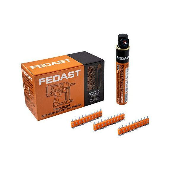 Гвозди прямого монтажа:  Гвозди 3.0*25 мм для монтажного пистолета с кованым наконечником Bullet point в комплекте с газовым баллоном 165 мм FEDAST [fd3025mgbpfc] фотографии