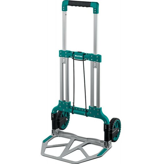 Тележки хозяйственные: Складная хозяйственная тележка KRAFTOOL ATLANT до 120кг каркас и платформа из алюминия, платформа 48.5 х 35см, колёса d18см, вес 6.9кг [38751-120] фотографии